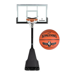 Set to Basketball Portable Stand OneTeam + Spalding Platinum Precision Ball