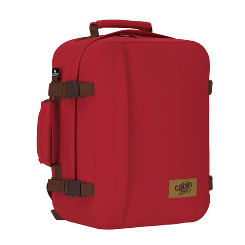 CabinZero Classic 28L 2 in 1 Backpack Travel Bag Wizzair Ryanair Deep Ocean London Red - CZ82303