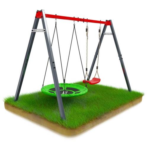 Garden swing stork's nest for children double frame K-SPORT - KSOZ015/4