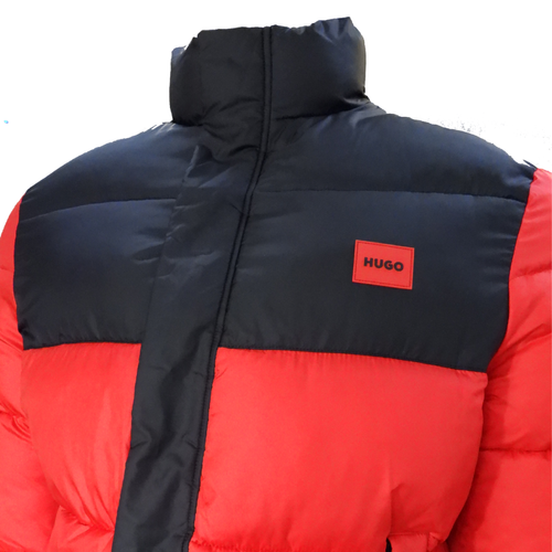 Puffer winter coat water repellent with stand collar red black Hugo Boss - 50496244-693