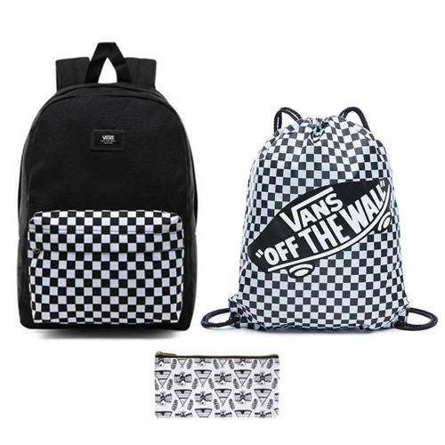 VANS New Skool Checkerboard Batoh + Pancil Pouch + Benched Bag