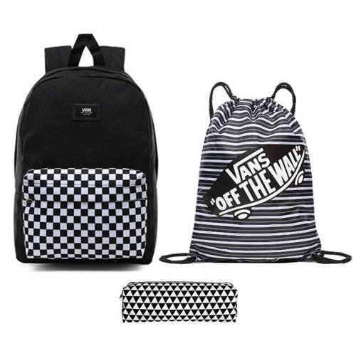 VANS New Skool Checkerboard Batoh + Pancil Pouch + Benched Bag