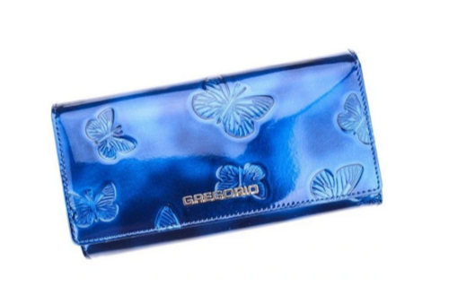 Women's leather wallet lacquered butterfly - BT-106