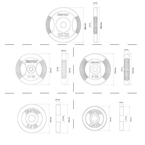 Gym set of weights, black plates 140 kg K-SPORT - OZ140