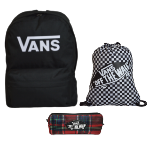 Vans Old Skool Print Backpack Black - VN000H50BLK1 + Vans Benched Bag + Pencil Pouch 