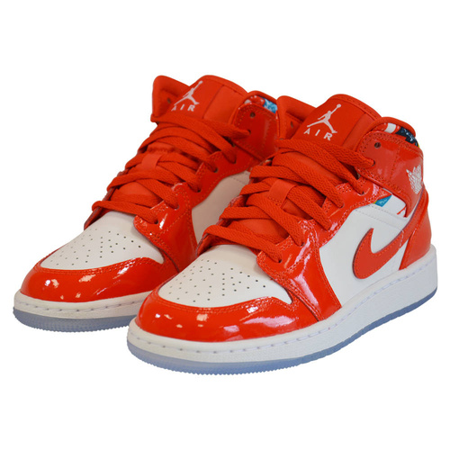 Buty Air Jordan 1 Mid (GS) Barcelona Sweater Red Patent - DC7248-600