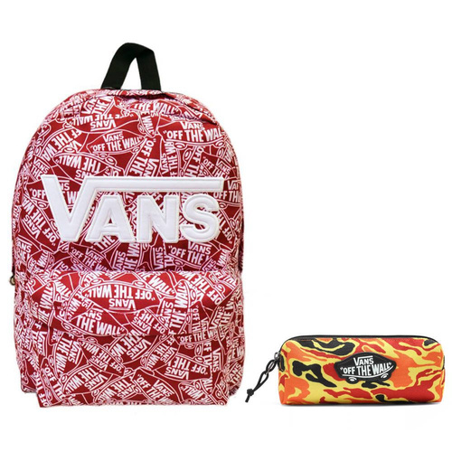 Plecak szkolny młodzieżowy Vans Old Skool czerwony + piórnik Pouch