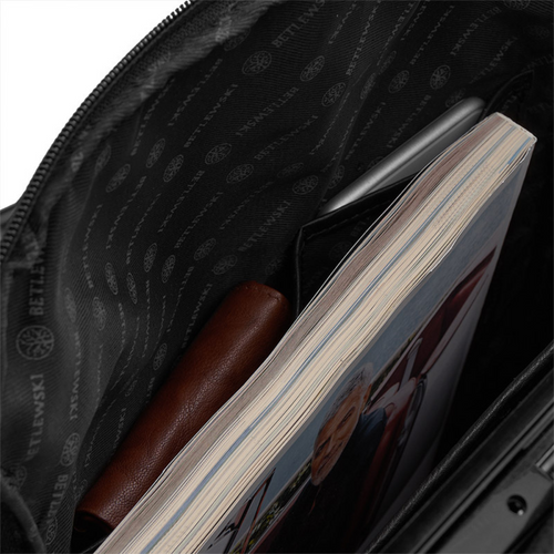 Leather Laptop Backpack Betlewski Cambridge Black  - BPL-01 DDDM