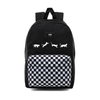 Plecak szkolny Vans Realm Backpack New Skool Checkerboard kratka VN0002TL2OB + Custom Skaczące Koty