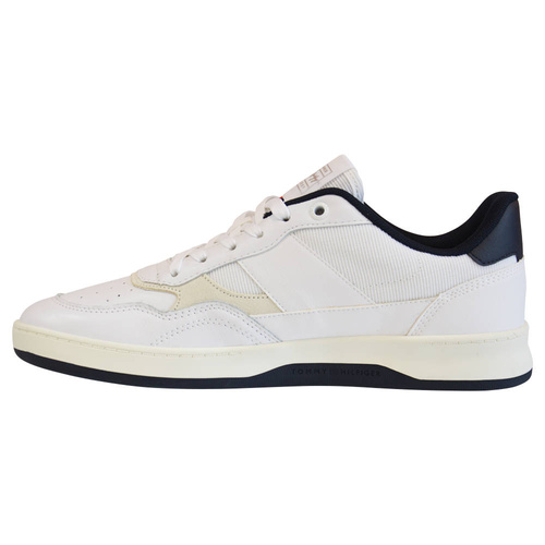 Buty męskie Tommy Hilfiger Retro Court Mix Cupsole białe - FM0FM04006 YBR