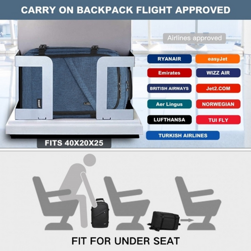 KONO Expander backpack travel bag for airplane work 20l White