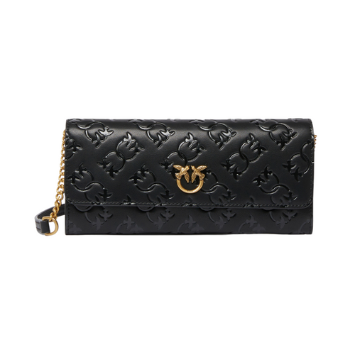 Damski portfel skórzany Pinko Love Tiny Birds Wallet C Monogram Czarny - 103765A1YB-Z99Q
