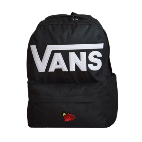 Plecak szkolny miejski Vans Old Skool Drop V Black Czarny VN000H4ZBLK1 + Custom Czerwona Róża z Motylem