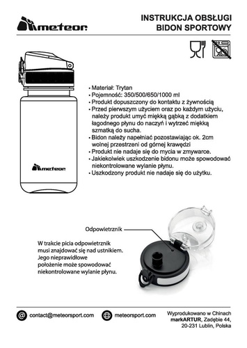 Sportowy Bidon rowerowy Butelka METEOR 0,5 l czerwona - 74583