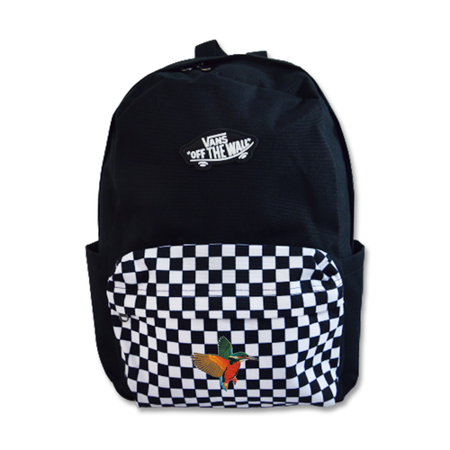 Plecak szkolny Vans New Skool kratka kieszonki VN000628Y281 + Custom Zimorodek Orange