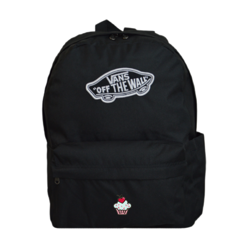 Plecak szkolny miejski Vans Old Skool Classic Backpack Czarny VN000H4YBLK1 + Custom Różowa Muffinka