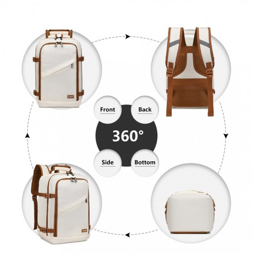 KONO Expander backpack travel bag for airplane work 20l White