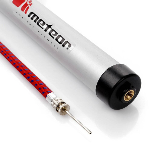 Pompka do piłki METEOR Aluminum 8 mm z wężykiem srebrna  - 39004