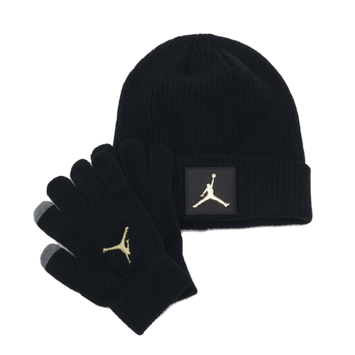 Zestaw młodzieżowy czapka zimowa + rękawiczki Air Jordan Metal Jumpman Patch Set - 9A0604-K5X