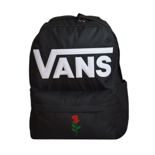 Plecak szkolny miejski Vans Old Skool Drop V Black Czarny VN000H4ZBLK1 + Custom Czerwona Róża Długa