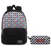 Plecak tornister szkolny Vans Glitter Check Realm kratka szachownica + Saszetka Piórnik