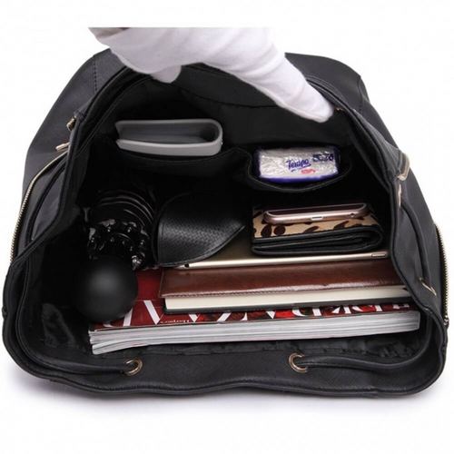 Plecak damski skórzany torba czarna KONO Aurora