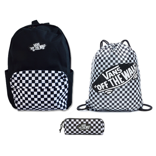 Plecak szkolny Vans New Skool Checkerboard kratka VN000628Y281 + Worek + Piórnik 