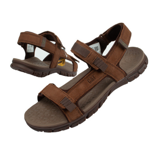 Men's CAT Caterpillar Atchison Brown Leather Sandals P721281.