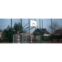 Two-post basketball basket, 225 cm reach, 180x105 backboard, rim, net