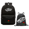 VANS Realm Backpack VN0A3UI6BLK + VANS Benched Bag + Custom Red Rose