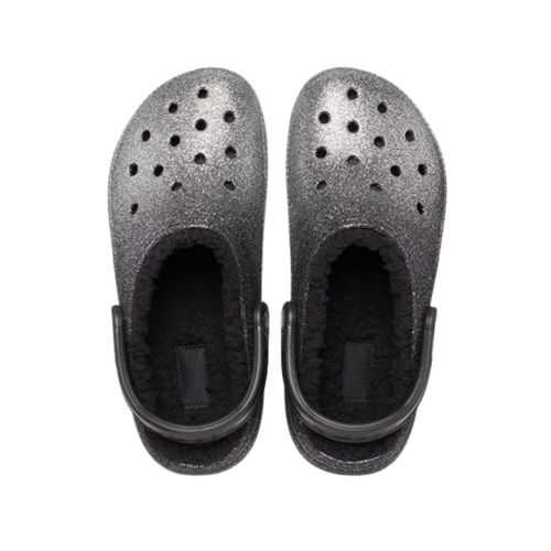 Klapki sandały Crocs Classic Glitter Lined Clog Srebrne - 205842-067