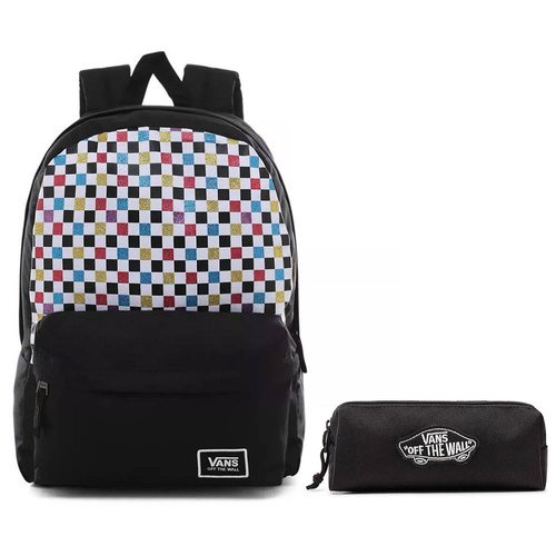 Plecak tornister szkolny Vans Glitter Check Realm kratka + piórnik