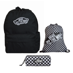 Plecak szkolny miejski Vans Old Skool Classic Backpack Czarny VN000H4YBLK1+Worek Szachownica+Piórnik
