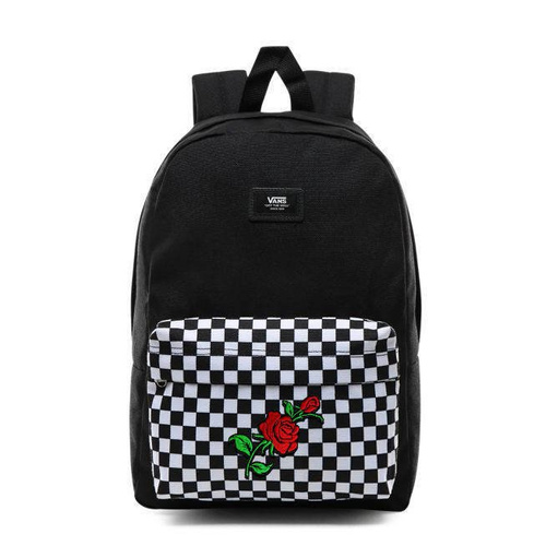 Plecak szkolny Vans Realm Backpack New Skool Checkerboard kratka VN0002TL2OB + Custom Rose Róża