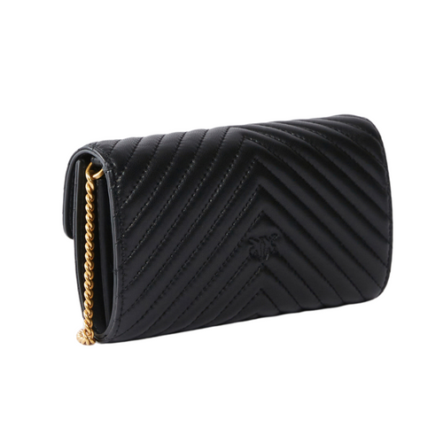 Portfel damski torebka Pinko Love Bag One Wallet Chevron Czarny - 100062A0GK-Z99Q