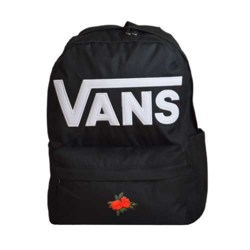 Plecak szkolny miejski Vans Old Skool Drop V Black Czarny VN000H4ZBLK1 + Custom Róże z listkami