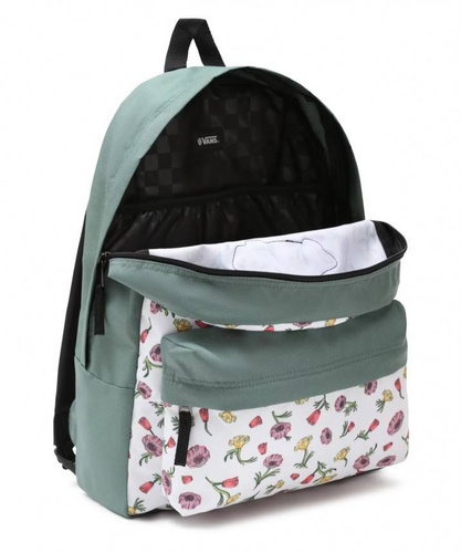 Plecak szkolny VANS Realm Backpack Biało Zielony + Saszetka Piórnik