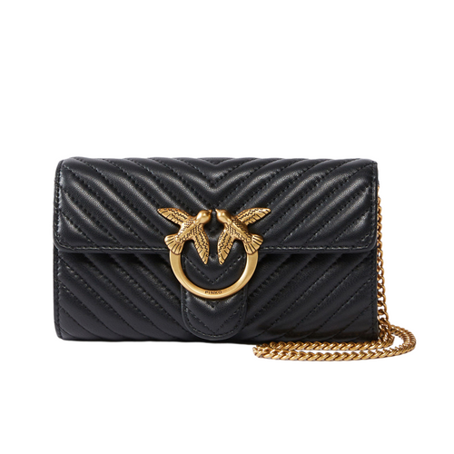 Portfel damski torebka Pinko Love Bag One Wallet Chevron Czarny - 100062A0GK-Z99Q