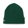 Czapka zimowa wełniana Lacoste Ribbed Wool Beanie Zielona - RB0001-132