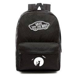 Plecak szkolny sportowy VANS Realm Backpack czarny VN0A3UI6BLK + Custom Halloween Cat