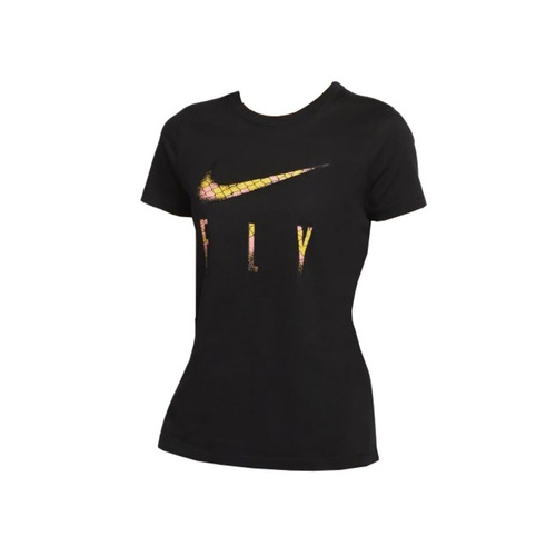 Damska Koszulka Sportowa Nike Swoosh Fly WMNS T-shirt Czarny- DN3048-010