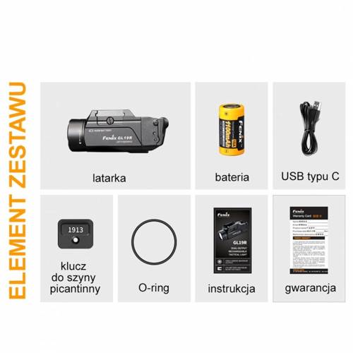 Latarka diodowa na pistolet Fenix taktyczna 1200lm 210m USB-C - GL19R