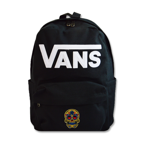 Plecak szkolny Vans New Skool 18 l czarny VN000628BLK1 + Custom Czaszka Meksykańska Orange Star
