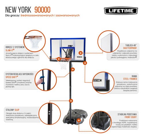 Zestaw kosz do koszykówki przestawny Lifetime New York NBA 90000