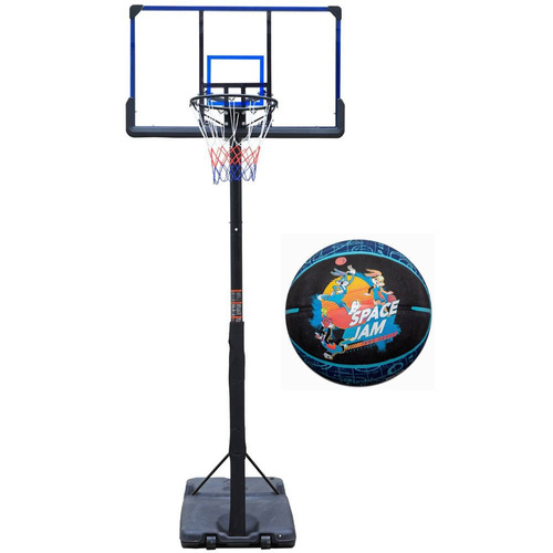 Zestaw regulowany do koszykówki Enero Deluxe + piłka Spalding Space Jam